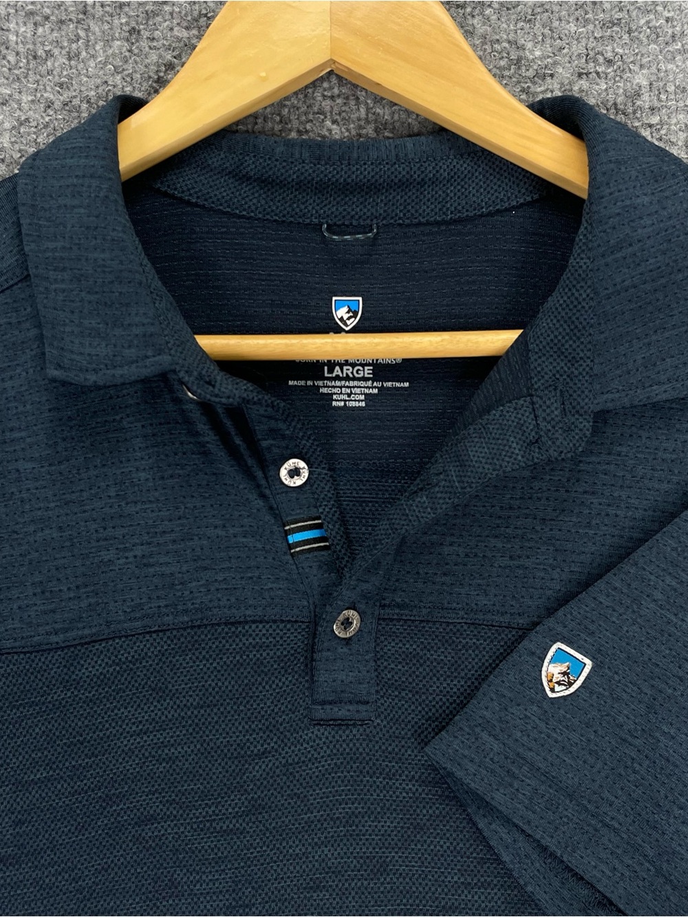 Kuhl Engineered Polo Shirt Mens Large Blue Lightweight Performance Hiking Golf
